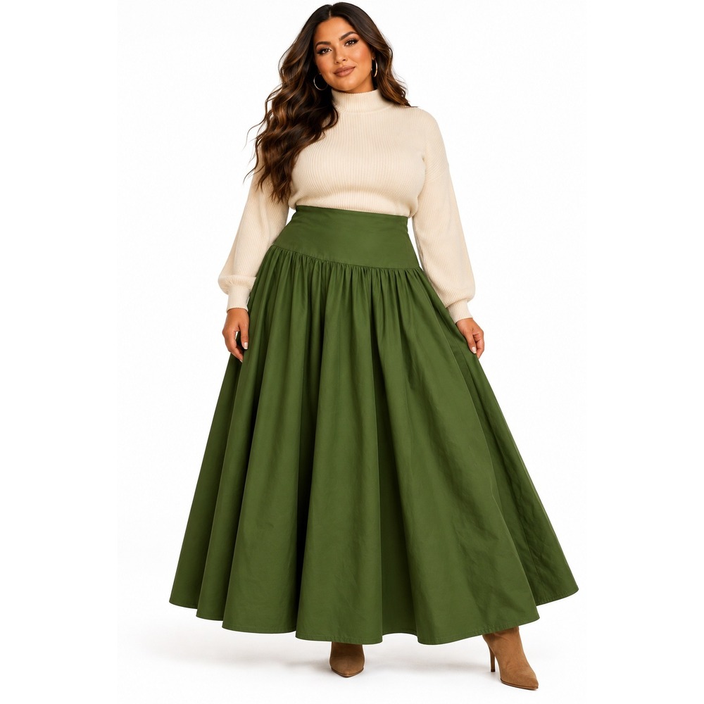 Market & Spruce Green A-Line Maxi Skirt XXL Cotton Lined New